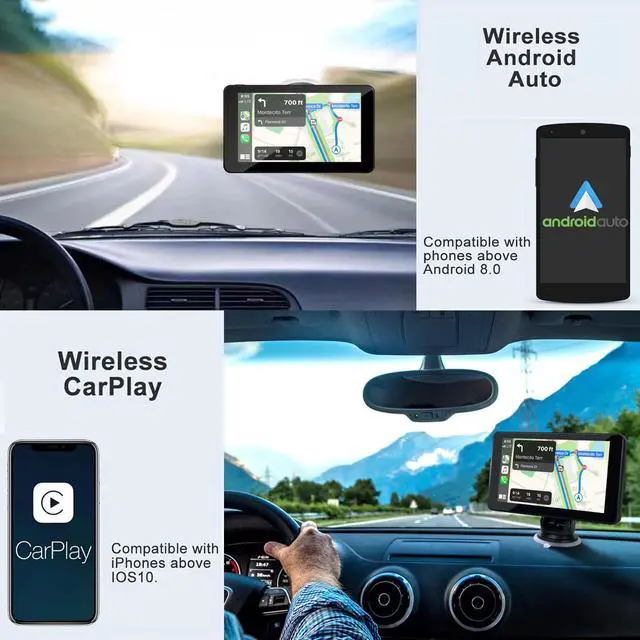 Alt view image 3 of 7 - Apple Carplay Screen for Car, 7" HD Portable Car Stereo Touch Screen for Apple Carplay & Android Auto, Audio Receivers with Voice Control, Mirror Link, Bluetooth, Siri, AirPlay,GPS Navigation