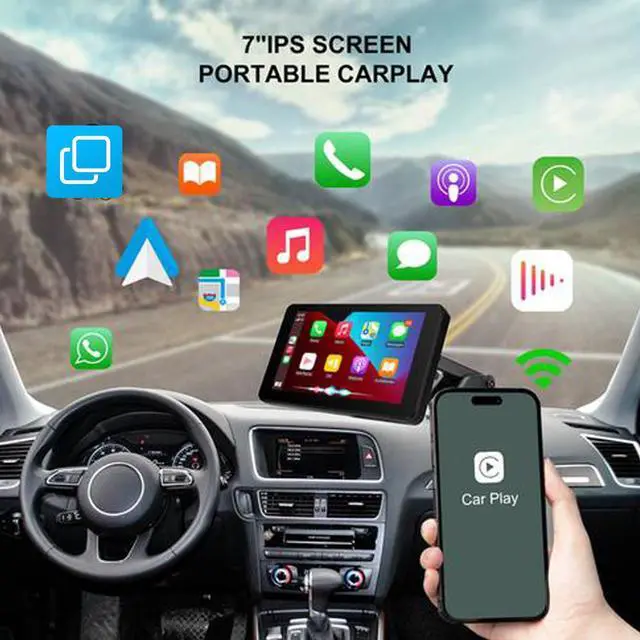 Alt view image 5 of 7 - Apple Carplay Screen for Car, 7" HD Portable Car Stereo Touch Screen for Apple Carplay & Android Auto, Audio Receivers with Voice Control, Mirror Link, Bluetooth, Siri, AirPlay,GPS Navigation