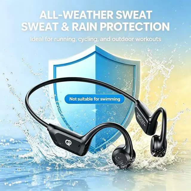 Alt view image 5 of 5 - Bone Conduction Headphones, Open Ear Wireless Bluetooth 5.4 Sports Headphones, IP55 Waterproof for Running Cycling Workout, 10H Playtime