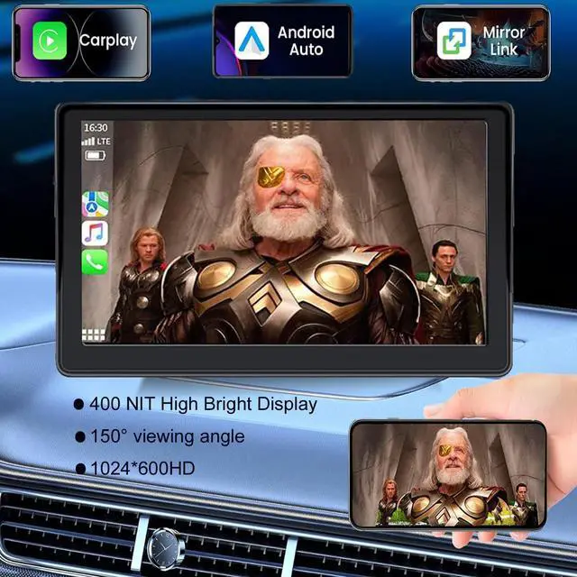 Alt view image 6 of 7 - Apple Carplay Screen for Car, 7" HD Portable Car Stereo Touch Screen for Apple Carplay & Android Auto, Audio Receivers with Voice Control, Mirror Link, Bluetooth, Siri, AirPlay,GPS Navigation