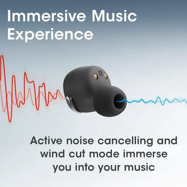 Alt view image 4 of 7 - True Wireless Compact Earbuds Active Noise Cancelling, Up to 27 Hours Playback, Low Latency Mode - IPX4 Sweat/Rain Proof, Quick Charge Case, Mic