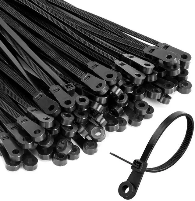 Main image of 400Pcs Mountable Head Zip Ties with Screw Hole (4"+6"+8"+12") | Assorted Sizes Mountable Head Cable Ties, UV Resistant, Weatherproof, Self-Locking ties for Indoor Outdoor Cable Management