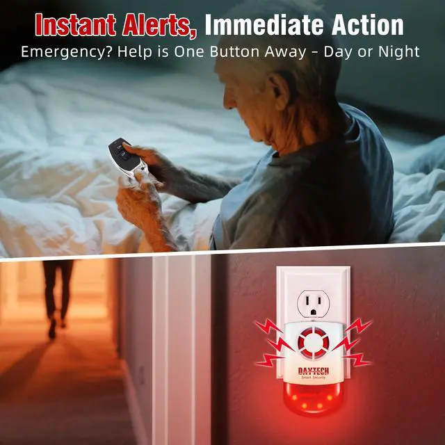 Alt view image 4 of 7 - Panic Button Alarm, Strobe Siren Alarm Home Caring Loud Outdoor | SOS Alert System with 2 Red Flashing Siren and 5 Remotes Panic Button, for Store/Home/Hotel/Jewelry/Shop Security Alarm