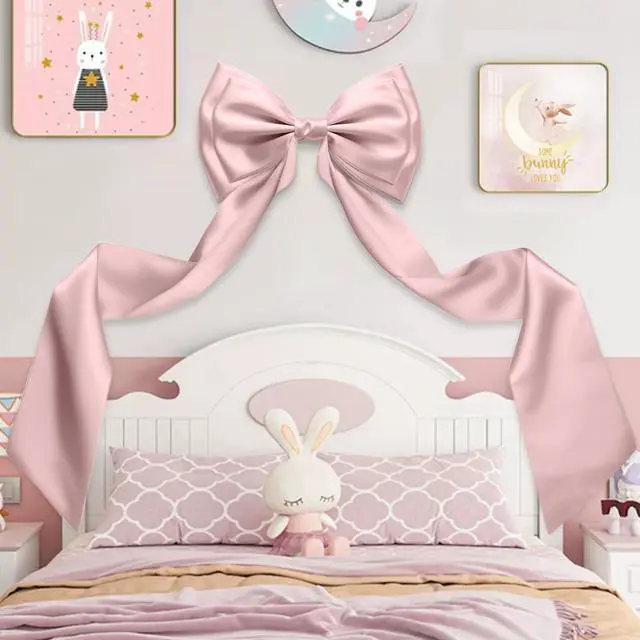 Main image of Giant Bow Decor, 83x20 Inch Large Pink Bows for Decoration with Back Ribbon | Satin Fabric, Double Sturdy Bow Shape,Strap Design, for Birthday Party Room Wedding Baby Shower Decorations