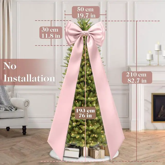 Alt view image 2 of 7 - Giant Bow Decor, 83x20 Inch Large Pink Bows for Decoration with Back Ribbon | Satin Fabric, Double Sturdy Bow Shape,Strap Design, for Birthday Party Room Wedding Baby Shower Decorations
