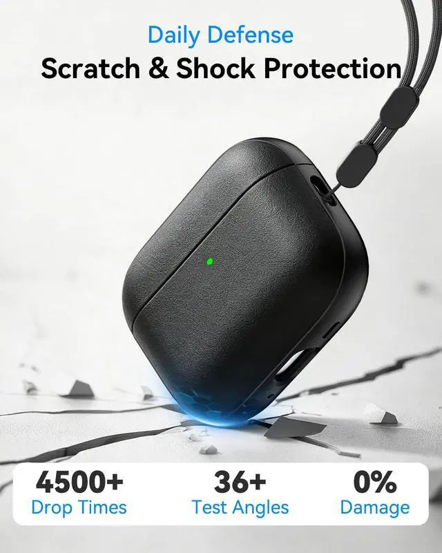 Alt view image 3 of 7 - for AirPods Pro 3 Case, Leather-Like Texture Hard Shell | Drop Protective for Airpods Pro 3rd Generation 2025 Case with Lanyard & Cleaner Kit, Scratch-resistant, Black