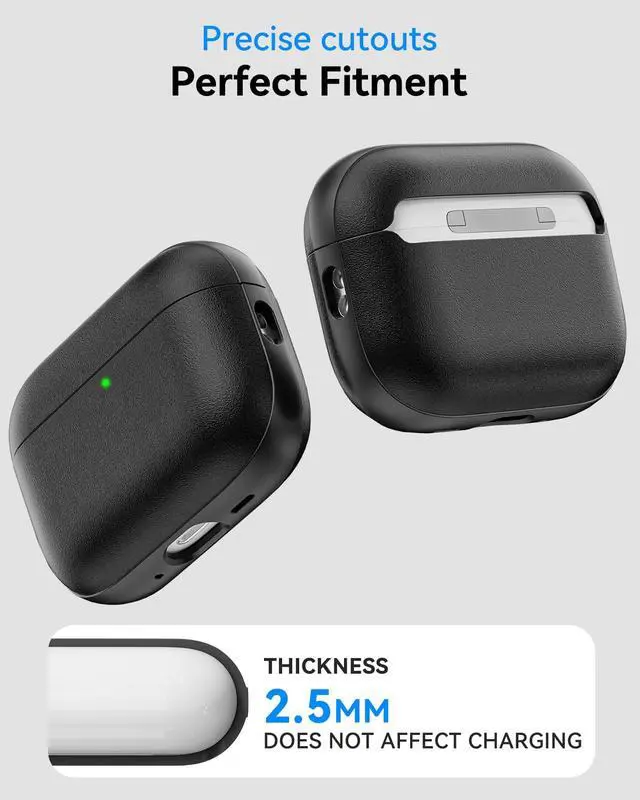 Alt view image 4 of 7 - for AirPods Pro 3 Case, Leather-Like Texture Hard Shell | Drop Protective for Airpods Pro 3rd Generation 2025 Case with Lanyard & Cleaner Kit, Scratch-resistant, Black