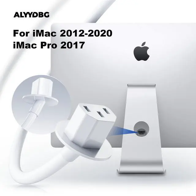 Alt view image 2 of 5 - for 21.5"/27" iMac(2012-2020) and iMac Pro(2017) Power Cord by | Original Standard 3 Prong 7A 125V angle head female plug with big circle