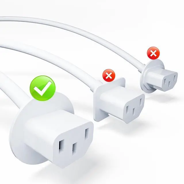 Alt view image 3 of 5 - for 21.5"/27" iMac(2012-2020) and iMac Pro(2017) Power Cord by | Original Standard 3 Prong 7A 125V angle head female plug with big circle