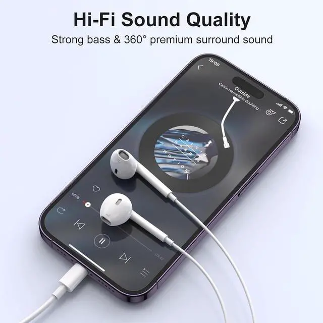 Alt view image 5 of 6 - 2 Packs Wired Headphones for iPhone Earbuds Built-in Microphone & Volume Control Nosie Reduction Headsets Compatible with iPhone 14/13/12/11/XR/XS/X/8/7/SE/Pro/Pro Max