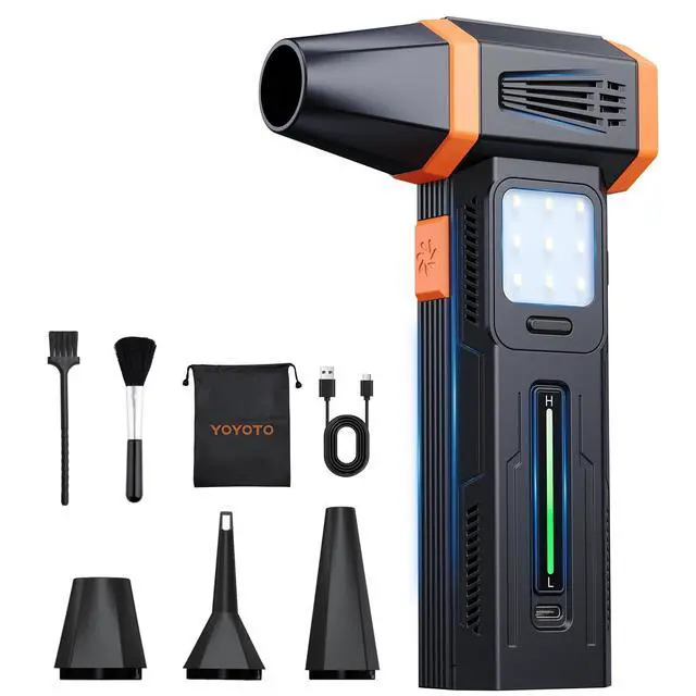 Main image of Compressed Air Duster Powerful 40MM Brushless Motor Electric Air Duster | 430G Storm Force Air Duster 360W Power & 59.2WH Rechargeable Blower, Up to 6H, 4 Gear Turbo fan for Keyboard Car Home Outdoor