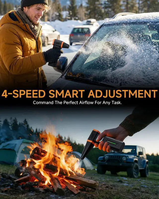 Alt view image 4 of 7 - Compressed Air Duster Powerful 40MM Brushless Motor Electric Air Duster | 430G Storm Force Air Duster 360W Power & 59.2WH Rechargeable Blower, Up to 6H, 4 Gear Turbo fan for Keyboard Car Home Outdoor