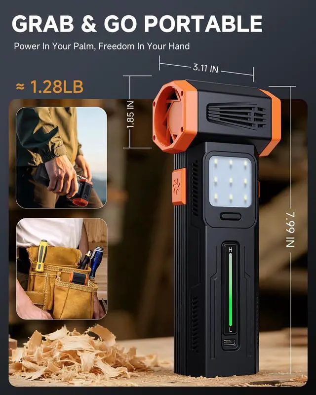 Alt view image 5 of 7 - Compressed Air Duster Powerful 40MM Brushless Motor Electric Air Duster | 430G Storm Force Air Duster 360W Power & 59.2WH Rechargeable Blower, Up to 6H, 4 Gear Turbo fan for Keyboard Car Home Outdoor