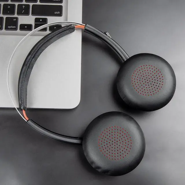 Alt view image 6 of 7 - Earpads Cover for Voyager Focus (1/2 UC,B825) - Black | Also for Voyager(4210/4220), BackWire(C5200/C5200/5210/C5210/5220/C5220/7225/C7225), Backbeat Sense Headphones