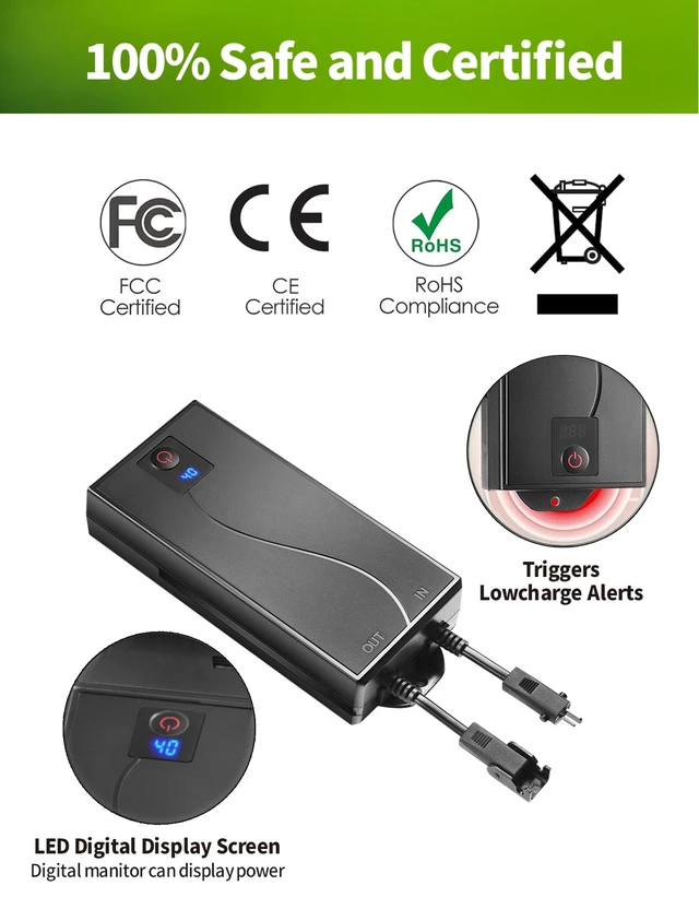 Alt view image 7 of 7 - Battery Pack for Reclining Furniture, 2500mAh Universal Wireless Power Recliner Battery Rechargeable with 2-Pin Electric Cord for Electric Recliner, Lift Chairs, Sofas (Charger Not Included)