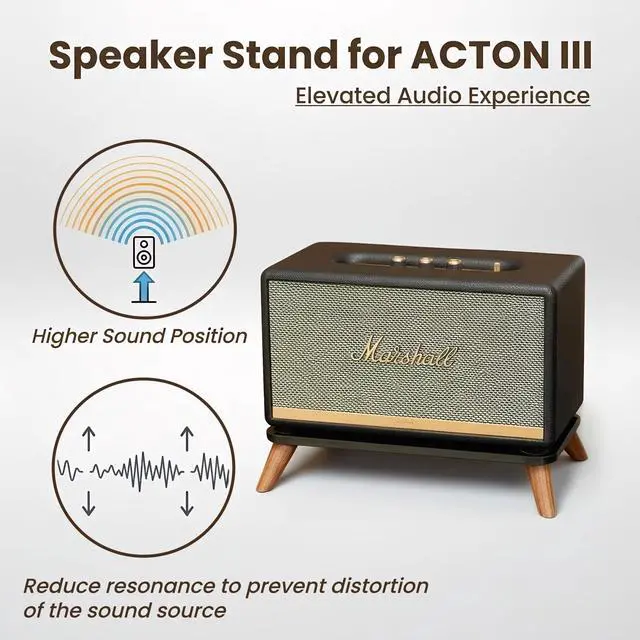 Alt view image 2 of 7 - Walnut Speaker Stand for Marshall Acton III, Acrylic Desktop Speaker Riser Compatible with Marshall Acton 3
