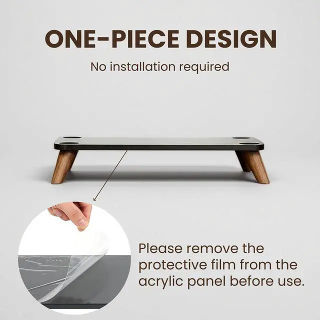 Alt view image 4 of 7 - Walnut Speaker Stand for Marshall Acton III, Acrylic Desktop Speaker Riser Compatible with Marshall Acton 3