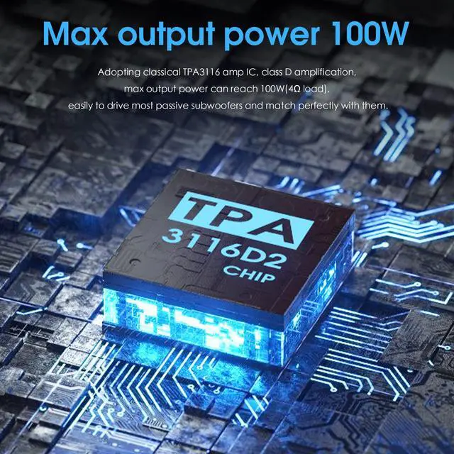 Alt view image 3 of 4 - 100W Subwoofer Digital Power Amplifier Audio Mini Amp (Black)