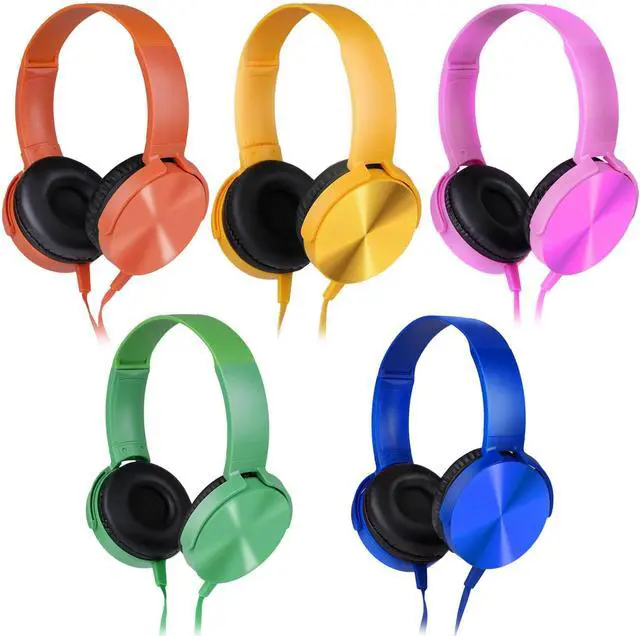 Main image of Kids Headphones Bulk 5 Pack for School Classroom Students K-12, Wholesale Wired Durable Headphones for Children Toddler Boys Girls Computer Chromebook Laptop PC (LS450, 5 Mixed)