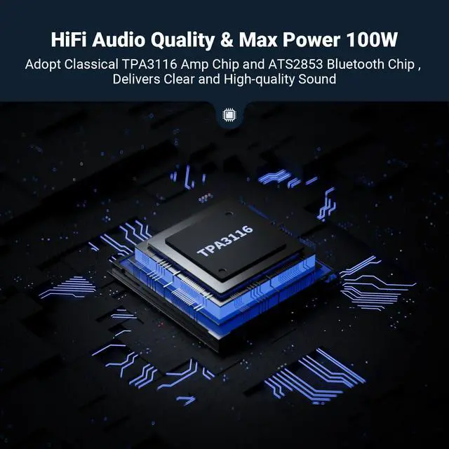 Alt view image 3 of 7 - Mini Bluetooth Amplifier for Speakers, Stereo (50WX2)/Mono (100W)/Dual Mode (100WX2) Audio Amp, AUX and Bluetooth Inputs up to 20m, Bass Amplifiers for Passive Loudspeakers/Bass Shakers