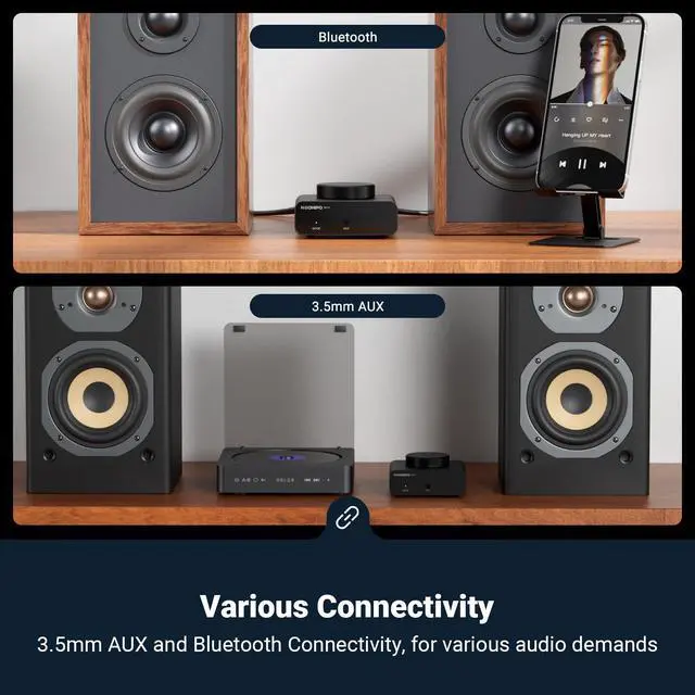 Alt view image 5 of 7 - Mini Bluetooth Amplifier for Speakers, Stereo (50WX2)/Mono (100W)/Dual Mode (100WX2) Audio Amp, AUX and Bluetooth Inputs up to 20m, Bass Amplifiers for Passive Loudspeakers/Bass Shakers