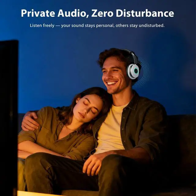 Alt view image 4 of 7 - Wireless Headphones for TV Watching, TV Headphones Wireless for Seniors with Transmitter Charging Base, Over Ear Headset with 3 Audio Modes, No Audio Delay Blutooth 5.4, Gifts for Parents, Black&White