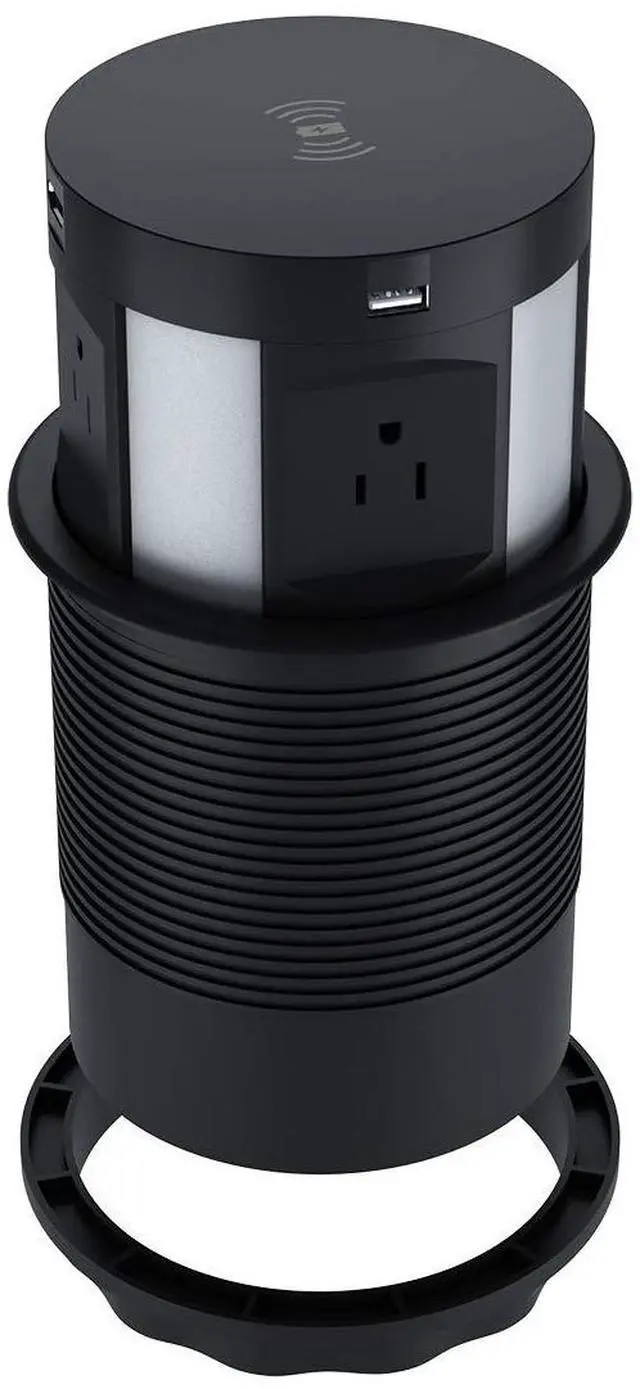 Alt view image 6 of 7 - Automatic Pop Up Outlet Surge Protector Retractable Hidden Recessed Power Strip Power Socket with Wireless Charger USB Charging Station, 4US Plug+2USB+1RJ45 Port+1HDMI Port for Ofiice Conference
