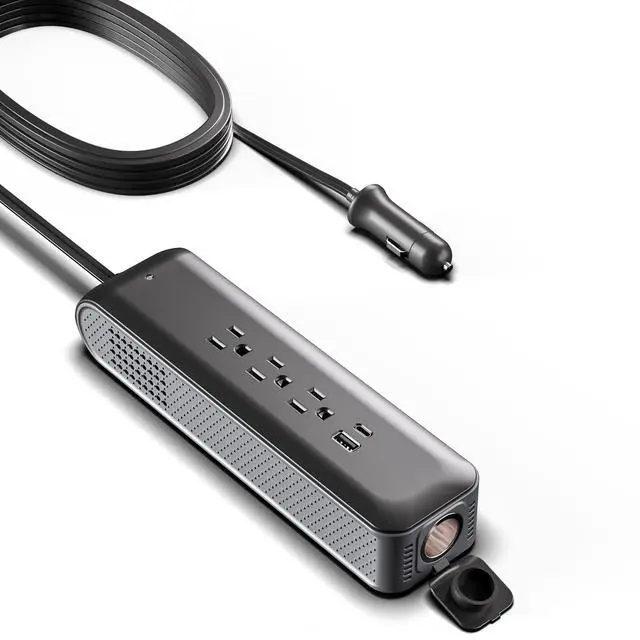 Main image of 150W Cigarette Lighter Adapter Car Power Inverter DC 12V to 110V AC with 3 AC Outlets, 18W USB-C, USB-A & Extra 12V Socket for Laptop, Phone, Tablet, Game Console