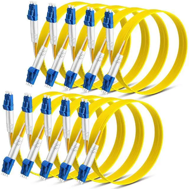 Main image of 2m(6.56 ft) 10 Pack Lc to Lc Single Mode Fiber Patch Cable Bulk, Os2 Duplex Lszh, Smf Single Mode Fiber Optic Cable Jumper Cord for Data Center, Yellow
