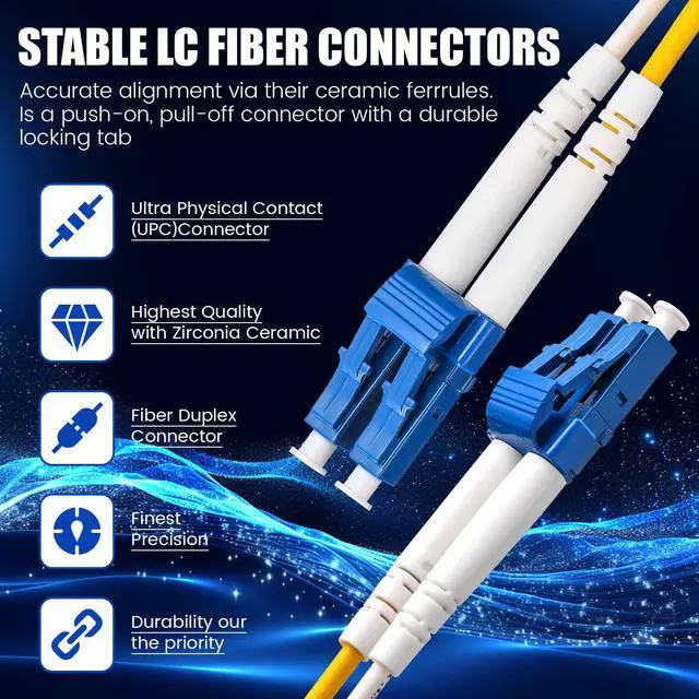 Alt view image 3 of 7 - 2m(6.56 ft) 10 Pack Lc to Lc Single Mode Fiber Patch Cable Bulk, Os2 Duplex Lszh, Smf Single Mode Fiber Optic Cable Jumper Cord for Data Center, Yellow