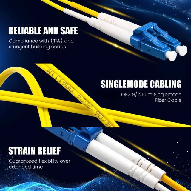 Alt view image 4 of 7 - 2m(6.56 ft) 10 Pack Lc to Lc Single Mode Fiber Patch Cable Bulk, Os2 Duplex Lszh, Smf Single Mode Fiber Optic Cable Jumper Cord for Data Center, Yellow