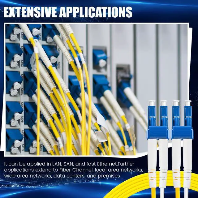 Alt view image 5 of 7 - 2m(6.56 ft) 10 Pack Lc to Lc Single Mode Fiber Patch Cable Bulk, Os2 Duplex Lszh, Smf Single Mode Fiber Optic Cable Jumper Cord for Data Center, Yellow