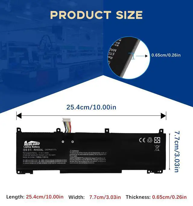 Alt view image 3 of 7 - RH03XL Replacement Battery for HP ProBook 430/440/445/450/455/630/640/650 G8 G9 G10 Series, EliteBook 630/640/645/830 G9 G10 G11 Series, HP Zhan 66 Pro 14 G4/G5 Series, Compatible W/TPN-IB0L