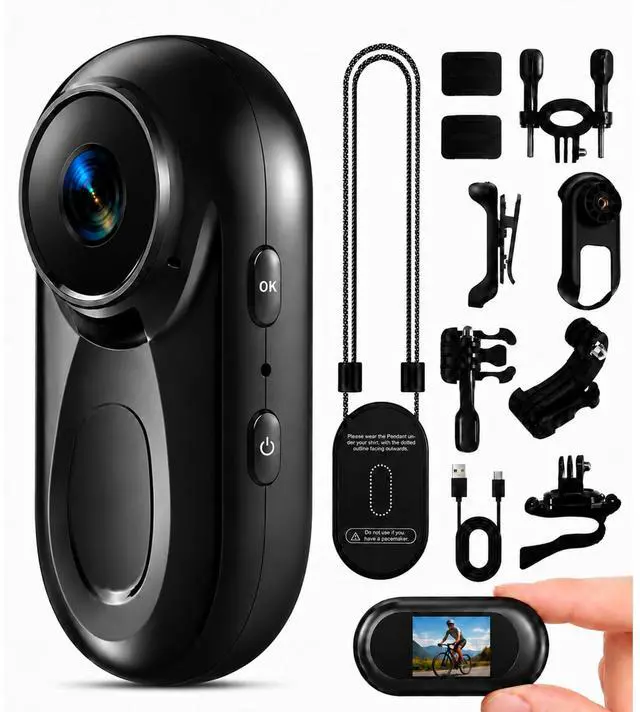 Main image of Mini Body Camera 1080P, 512G Thumb Action Camera Hands-Free Recording, Magnetic Vlogging Cam with 360° Rotate, Wearable Video Recorder for CyclingTraveling/Motorcycle(SD Card Not Included) Black