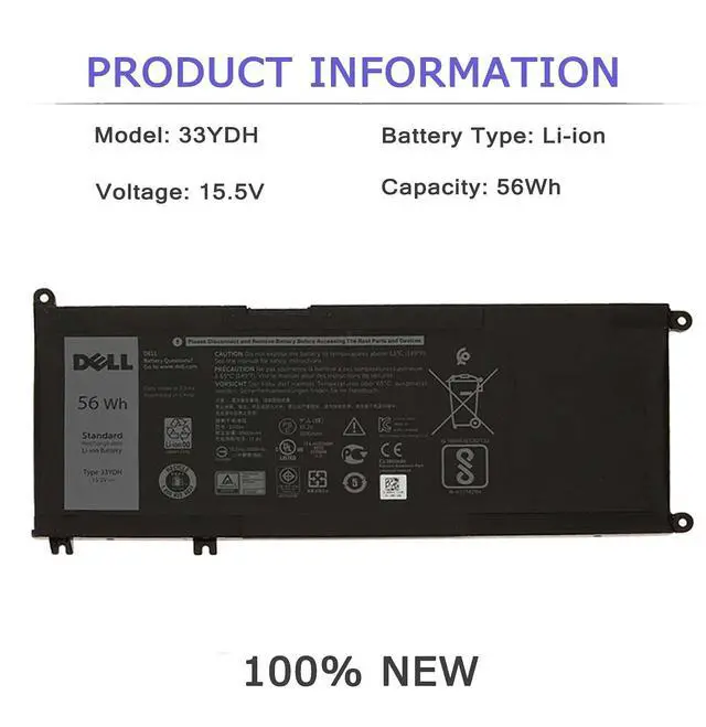 Alt view image 2 of 7 - DELL 33YDH Laptop Battery for Dell Inspiron 15 7577 17 7000 7773 7778 7786 7779 for DELL G3 15 3579 G3 17 3779 G5 15 5587 G7 15 7588 Latitude 13 3380 14 3490 15 3590 3580 56Wh 15.2V PVHT1 81PF3