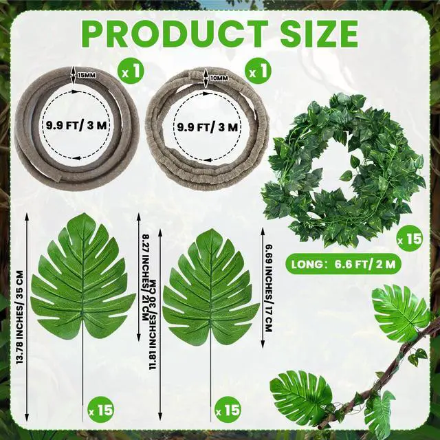 Alt view image 3 of 7 - 44 Pcs VBS Rainforest Falls 2026 Party Decorations Set with Rainforest Falls Backdrop Artificial Rattan Fake Vines Palm Leaves for VBS Sunday School Religious Tropical Jungle Forest Supplies