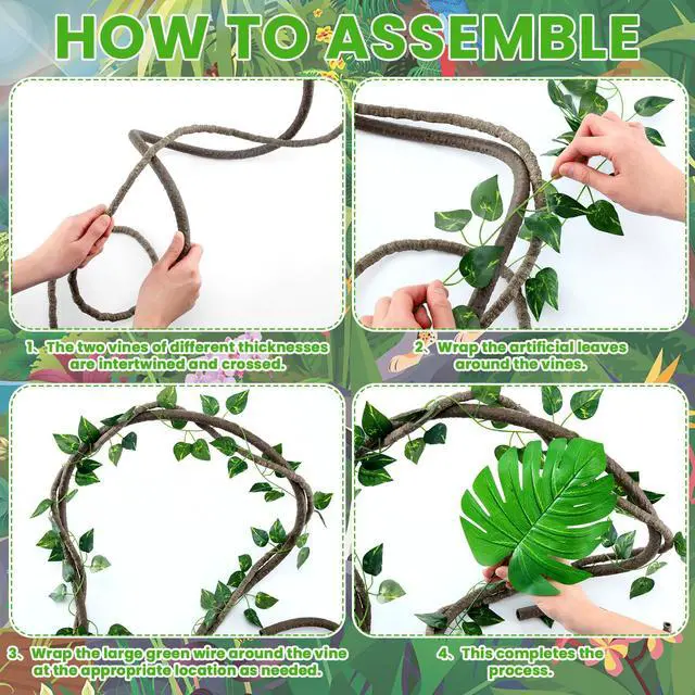 Alt view image 7 of 7 - 44 Pcs VBS Rainforest Falls 2026 Party Decorations Set with Rainforest Falls Backdrop Artificial Rattan Fake Vines Palm Leaves for VBS Sunday School Religious Tropical Jungle Forest Supplies