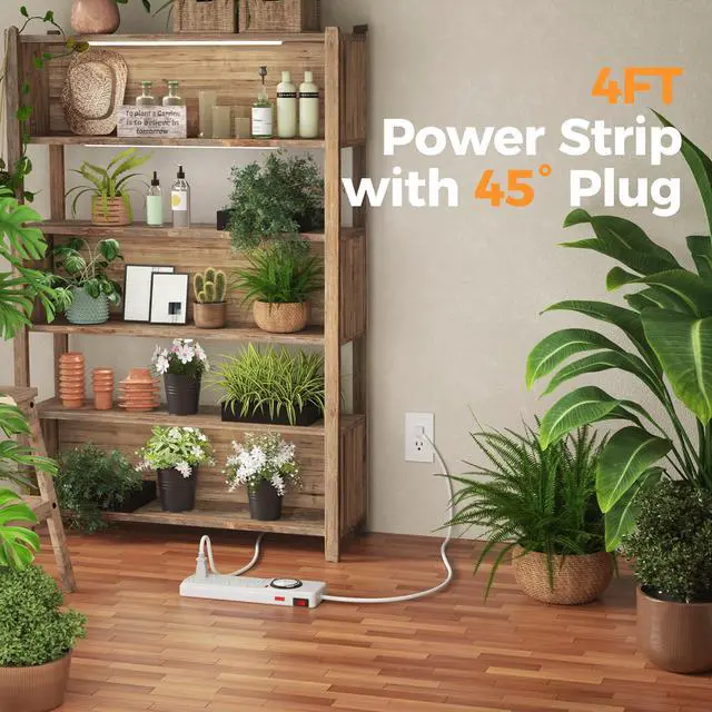 Alt view image 6 of 7 - Timer Surge Protector Power Strip with Switch for Aquarium Light | 8 AC timer Power Strip with 900J Surge protection(4 Timed Sockets, 4 Always-On), 4 FT Extension Cord with Multiple Outlets