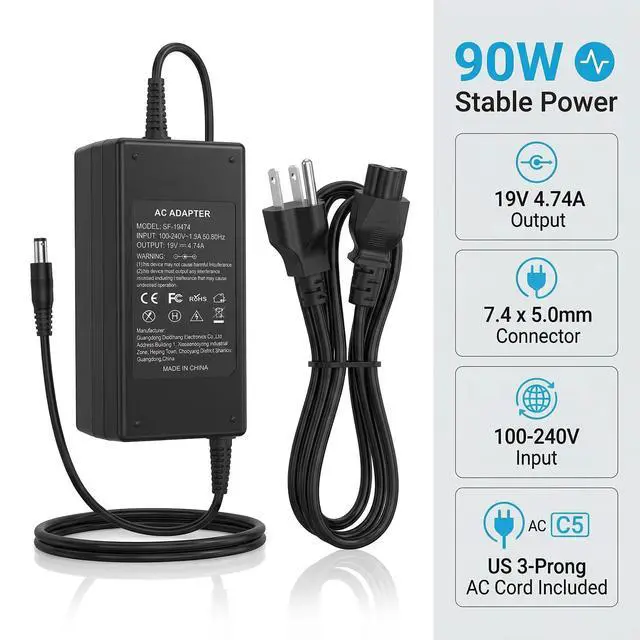 Alt view image 2 of 6 - 90W AC Adapter for HP EliteDesk 705 800 805 G1-G6 Mini, for HP ProDesk 600 | for HP ProDesk 260 400 405 600 G1-G6, 400 G9 Mini Desktop, 19V 4.74A 7.4x5.0mm Power Supply