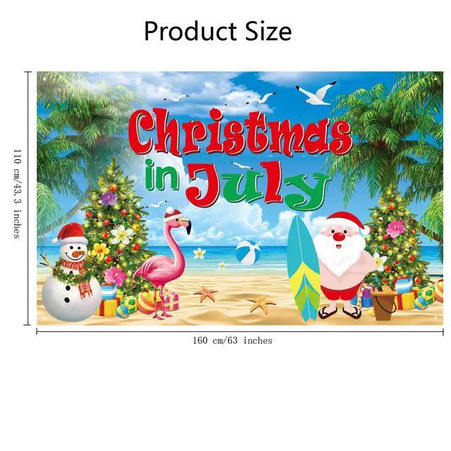 Alt view image 2 of 2 - Christmas in July Backdrop Christmas in July Background Party Decorations Summer Beach Holiday Party Decorations Supplies