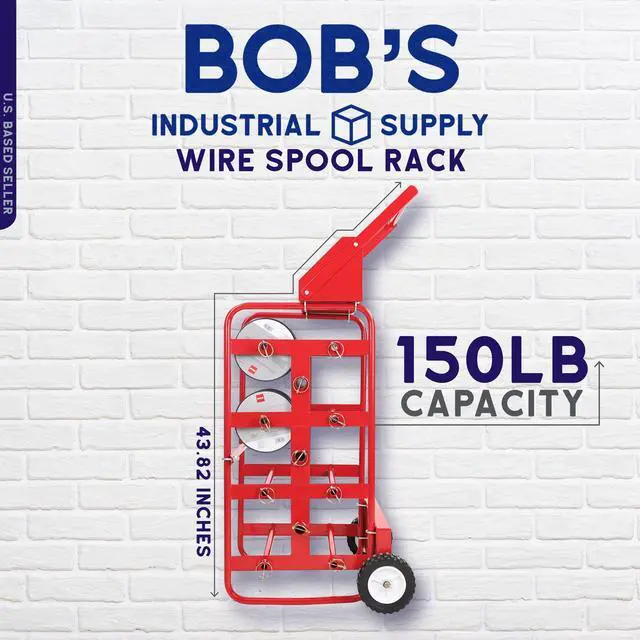 Alt view image 2 of 7 - Electrical Wire Spool Rack - 11 Axle Portable Bulk Cable Reel - 150lb Capacity Wire Caddy Dolly Cart with Storage Tray