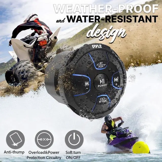 Alt view image 4 of 7 - Amplified Wireless Bluetooth Audio Controller - 800 Watt Bluetooth Media Button, Waterproof Marine Receiver Remote Control w/ AUX, Mount for Car Truck Boat Marine PowerSport Vehicles - PLMRBT19