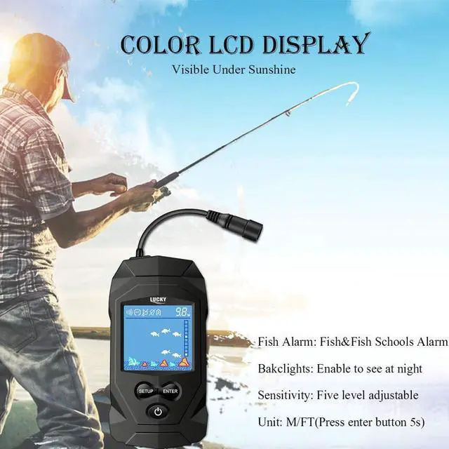 Alt view image 4 of 7 - Portable Fish Finders Wired Transducer Kayak Fish Finder Kit Portable Depth Finder LCD Display for Kayak Boat Ice Fishing