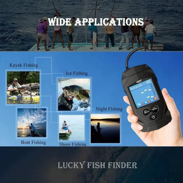 Alt view image 6 of 7 - Portable Fish Finders Wired Transducer Kayak Fish Finder Kit Portable Depth Finder LCD Display for Kayak Boat Ice Fishing