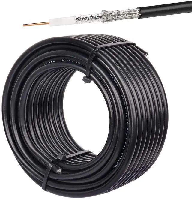 Main image of RG59 Coaxial Cable 50FT, RG59 Dual Shield Cable 75 Ohm Bare Copper Conductor RG59 Cable for Surveillance Camera System Cables CCTV/DVR/TV