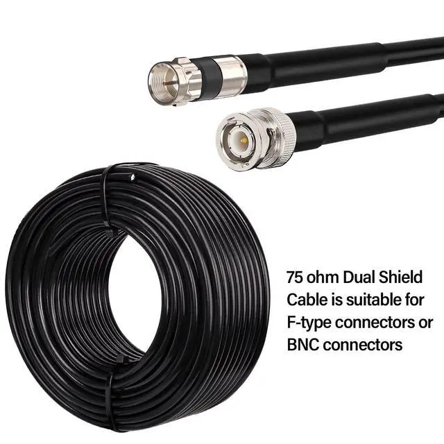 Alt view image 4 of 5 - RG59 Coaxial Cable 50FT, RG59 Dual Shield Cable 75 Ohm Bare Copper Conductor RG59 Cable for Surveillance Camera System Cables CCTV/DVR/TV