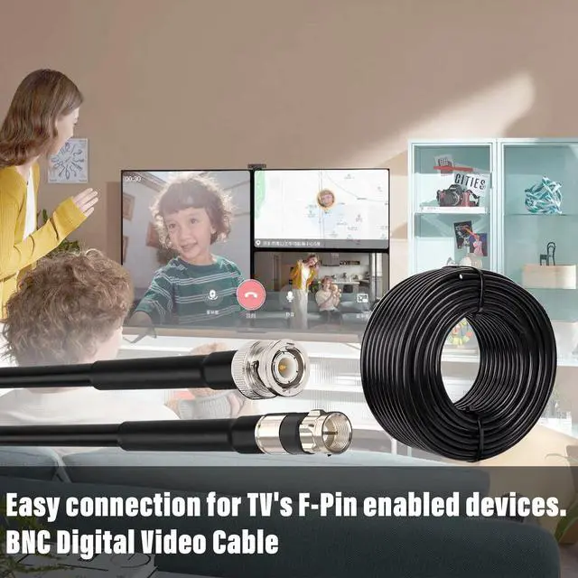 Alt view image 5 of 5 - RG59 Coaxial Cable 50FT, RG59 Dual Shield Cable 75 Ohm Bare Copper Conductor RG59 Cable for Surveillance Camera System Cables CCTV/DVR/TV