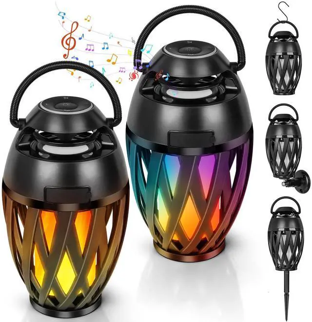 Main image of Flame Lamp Speaker, Outdoor Speakers with Multicolor Lights, Waterproof Torch Lantern Christmas Decorations for Patio/Pool/Camping Cool Gadgets Unique Gifts for Men Him Dad
