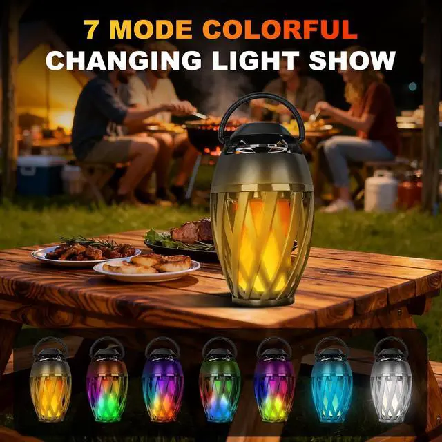 Alt view image 3 of 6 - Flame Lamp Speaker, Outdoor Speakers with Multicolor Lights, Waterproof Torch Lantern Christmas Decorations for Patio/Pool/Camping Cool Gadgets Unique Gifts for Men Him Dad
