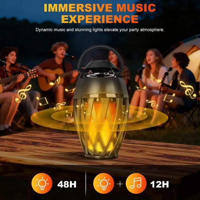 Alt view image 5 of 6 - Flame Lamp Speaker, Outdoor Speakers with Multicolor Lights, Waterproof Torch Lantern Christmas Decorations for Patio/Pool/Camping Cool Gadgets Unique Gifts for Men Him Dad